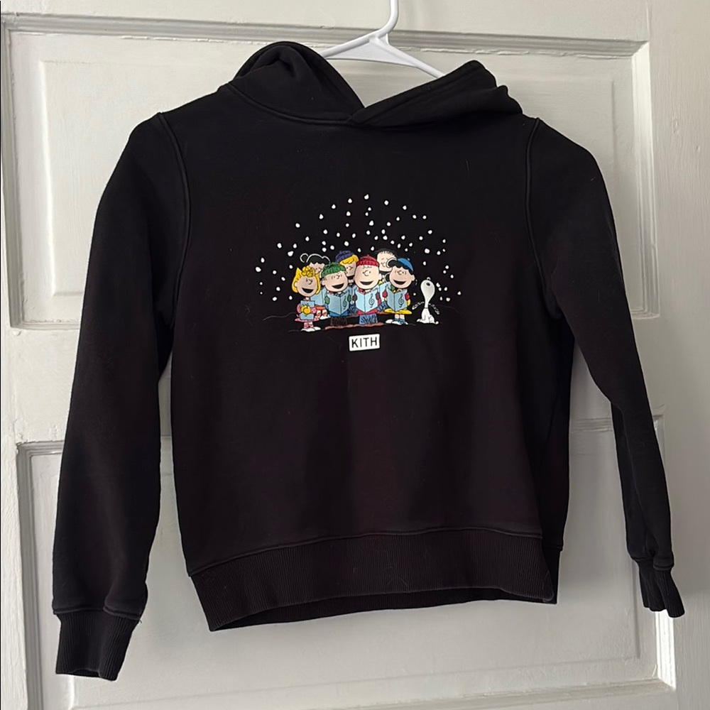 KITH Christmas Kids Black Hoodie with Peanuts Holiday Print